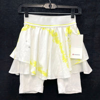 NWT Wmns LULULEMON Yellow Tie Dye Court Rival HR Athletic Tennis Skirt Sz 2