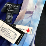 NWT Wmns FRANK LYMAN Blue Abstract Watercolor Long Chiffon Maxi Dress 8 MSRP$270