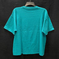 90s Vintage BUM EQUIPMENT 100% Cotton Teal Singlestitch Logo Tee Shirt Sz L