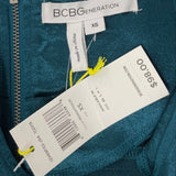 NWT BCBGENERATION Jewel Tone Green Satin & Crepe Sheath Dress Women’s Sz XS