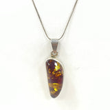 Sterling Silver Large 2" Long Yellow Amber Pendant w 18" Chain, 14.60g