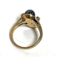 10K Yellow Gold Genuine Pearl & Spinel Accent Ring Size 3.5, 3.23g