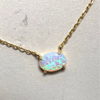 14K Gold Over 925 Sterling Silver New Francesca's Lab Opal Necklace 17 Inch