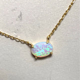 14K Gold Over 925 Sterling Silver New Francesca's Lab Opal Necklace 17 Inch