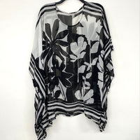 NWT Laura Ashley Black White Patterned See Through Blouse Women’s Sz XL