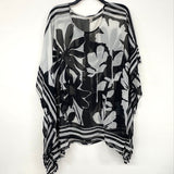 NWT Laura Ashley Black White Patterned See Through Blouse Women’s Sz XL