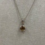 925 Sterling Silver Round Faceted Citrine Pendant