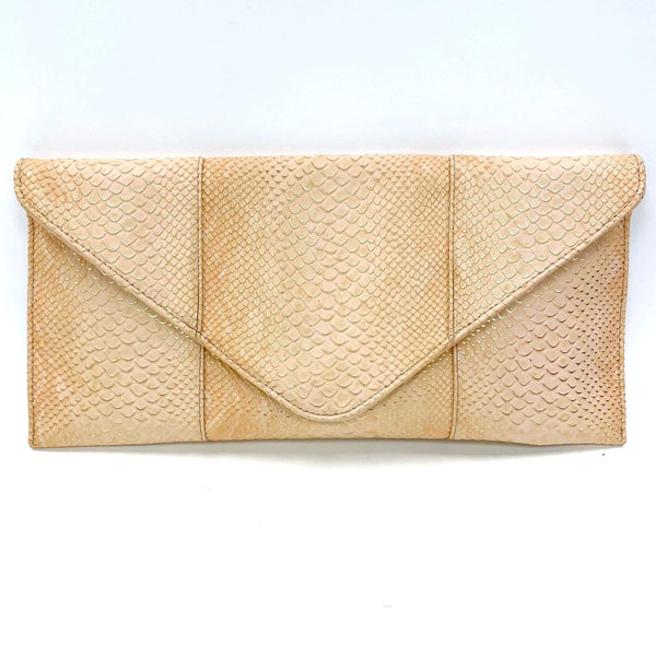 Urban Expressions Peach Faux Crocodile Large Clutch w/ Detachable Shoulder Strap