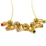 14K Yellow Gold 18" CZ Birthstone Ring Charm Necklace w Bead Spacers, 2.84g