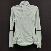 Wmns LULULEMON Mint Green Striped Grace w Race 1/2 Zip Pullover Sweatshirt Sz 6