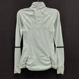 Wmns LULULEMON Mint Green Striped Grace w Race 1/2 Zip Pullover Sweatshirt Sz 6