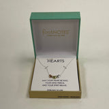 925 Sterling Silver Footnotes Tri-Colored Hearts Necklace New In Box 18" Length