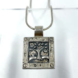 925 Sterling Silver Reversible Family Pendant Tree Of Life/ Heart