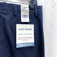 NWT Mens DOCKERS Navy Blue Pleated Classic Fit Easy Khaki Dress Pants Sz 32x32