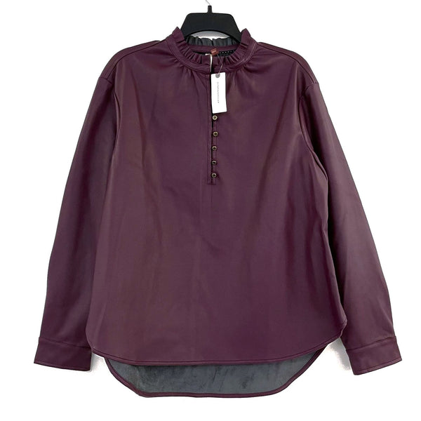 NWT Wmns Pilcro ANTHROPOLOGIE Purple Faux Leather Fleece Lined Top Sz M MSRP$130