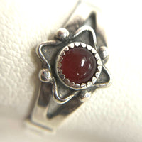Sterling Silver Floral Design Red Carnelian Stone Ring Size 6.5, 2.16g