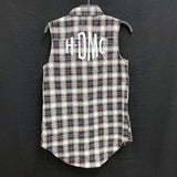 NWT Wmns HARLEY DAVIDSON Black White Plaid HDMC Sleeveless Button Up Shirt Sz S
