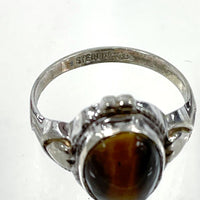 925 Sterling Silver Vintage Style Cats Eye Ring SZ - 6