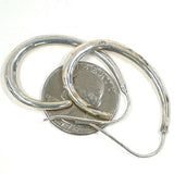 Sterling Silver 1 5/8" Elongated Oval Hoop Earrings 4.00g