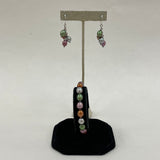 925 Sterling Silver Multi Color Pearl And Dangle Earrings