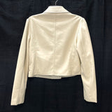 Wmns BAGATELLE Collection New York Cream Cropped Faux Leather Moto Jacket Sz M