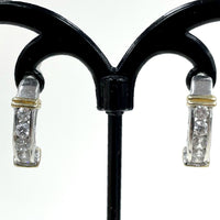 925 Sterling Silver Two Tone J Hook Earrings With Channel Set CZ's