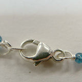 Sterling Silver 18” Wire-Wrapped Faceted Rose Quartz & Blue Apatite Beads, 3.68g