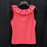 NWT Wmns LAUREN RALPH LAUREN Pink Ruffle V-Neck Tank Top Sz L MSRP$79.5