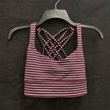 Wmns LULULEMON Burgundy Striped Free To Be Wild Long Line Sports Bra Sz 6