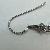 Sterling Silver Ethnic Bali-Bead Style 1 3/4" Long Dangle Earrings, 4.53g