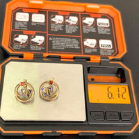 VNTG .75" Sterling Silver Vermeil Cloisonne Enamel Butterfly Post Earrings 6.72g