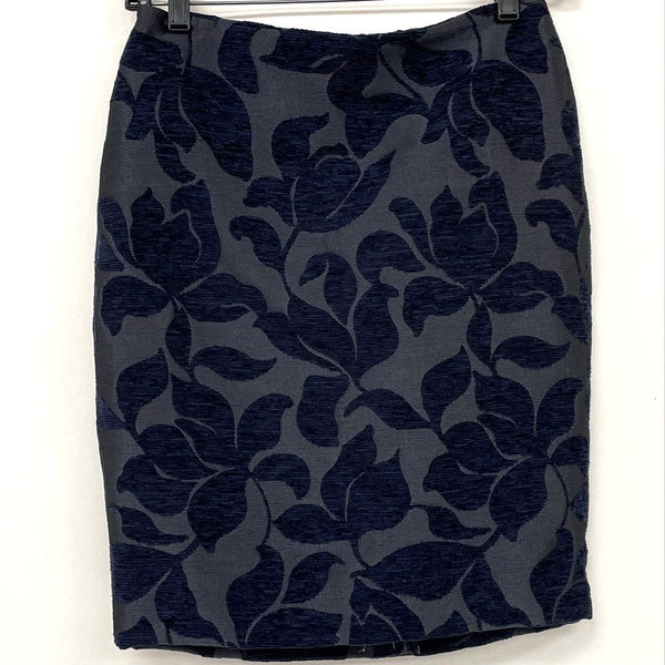 NWT Ann Taylor Blue Grey Corduroy Brocade Pencil Skirt Women’s Sz 00P