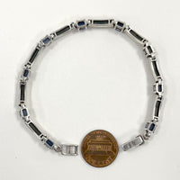 Sterling Silver Purple CZ and Marcasite 7" Bracelet - 13.90g
