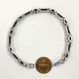 Sterling Silver Purple CZ and Marcasite 7" Bracelet - 13.90g