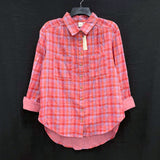 NWT Wmns Seen Worn Kept ANTHROPOLOGIE Pink Purple Plaid Button Up Shirt Sz 6