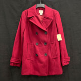 NWT Wmns ST. JOHN'S BAY Wool Blend Brick Red Pea Coat Jacket Sz L MSRP$200