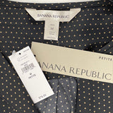 NWT Banana Republic Black & Tan Polka Dot Blouse Women’s Sz M Petite