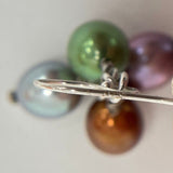 925 Sterling Silver Multi Color Pearl And Dangle Earrings