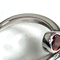 Size 7 Sterling Silver Facetted Double Garnet Teardrop Bypass Ring 2.95 grams