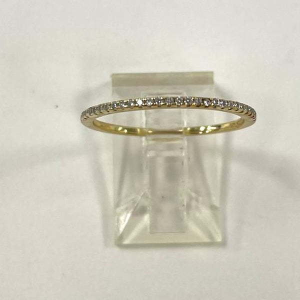 Gold Over 925 Silver Vermeil Sz 7 3/4 Slim 1mm CZ Accent Stacker Ring, 0.83g