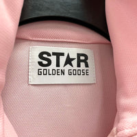 Wmns STAR GOLDEN GOOSE Pink & White Athletic Zip Up Mock Neck Sweater Sz XS