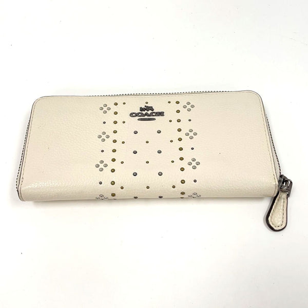 Coach 57232 Off White Bandana Rivets Accordion Zip Around Wallet