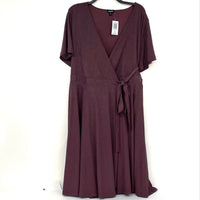 NWT Torrid Wine Reddish Purple Short Sleeve Wrap Dress Women’s Plus Sz 2
