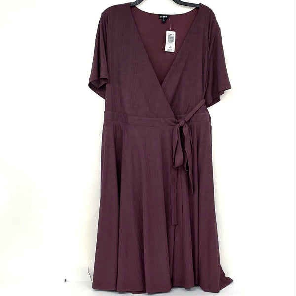 NWT Torrid Wine Reddish Purple Short Sleeve Wrap Dress Women’s Plus Sz 2