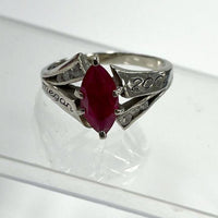 10K White Gold Ruby & Cubic Zirconia Commemorative 2002 Ring Size 6.75