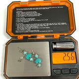 Sterling Silver Turquoise Bear Fetish Beaded Dangle Earrings 2.56g