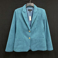 NWT Wmns TALBOTS Wool Blend Blue Single Breasted Blazer Jacket Sz 10 MSRP$189