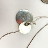 30" Sterling Silver Stamped Design Double Circle Pendant Necklace 17.12 grams