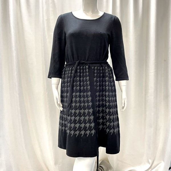 NWT Woman's Lane Bryant Black Houndstooth A-Line Midi Sweater Dress Sz 18/20
