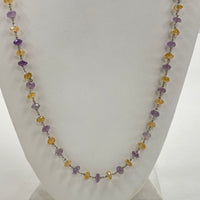 Sterling Silver Amethyst & Citrine Faceted Wire-Wrapped Bead Necklace, 39"